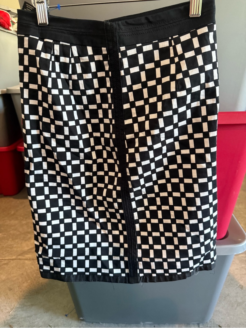 Black & White Checkerboard Pencil Skirt mp36